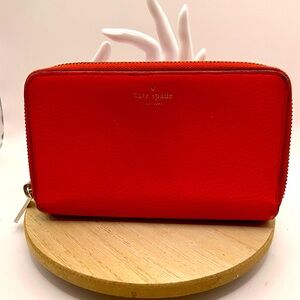 KATE SPADE ♠️ Red Leather Double Zip Wallet
